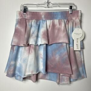 madden girl bubble gum tie dye elastic waist raw hem skirt size XL